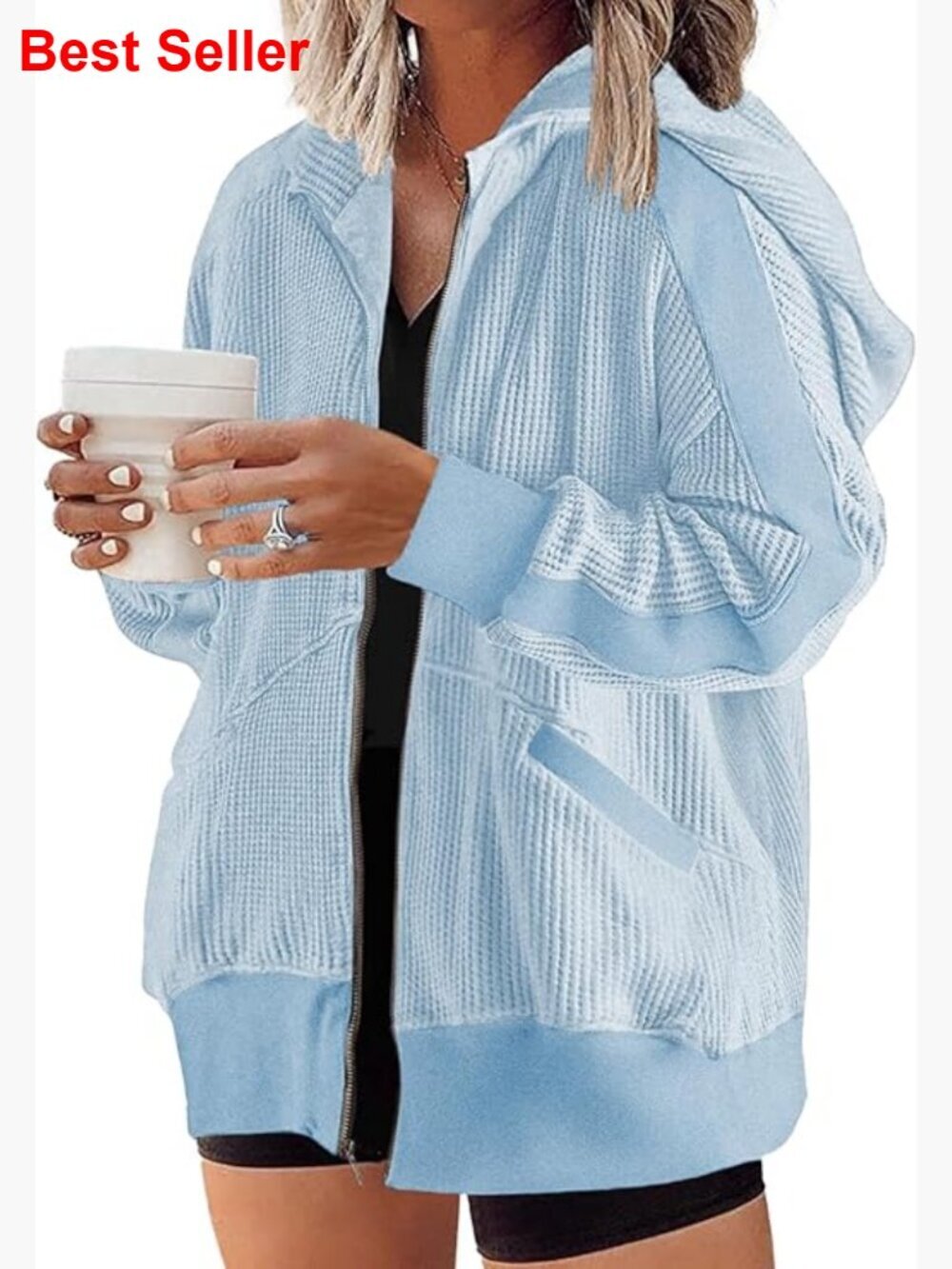Plus Size Zip Up Hoodie Sweatshirt with Pockets Oversized